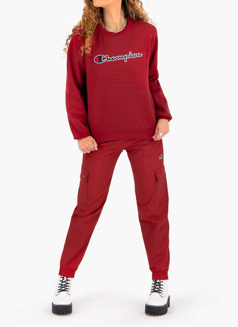 Champion - Sweatshirt À Col Rond Et Logo - Bordeaux - Femme