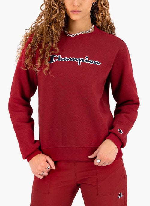 Champion - Sweatshirt À Col Rond Et Logo - Bordeaux - Femme