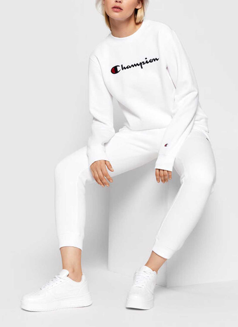 Champion - Sweatshirt À Col Rond Et Logo - Blanc - Femme