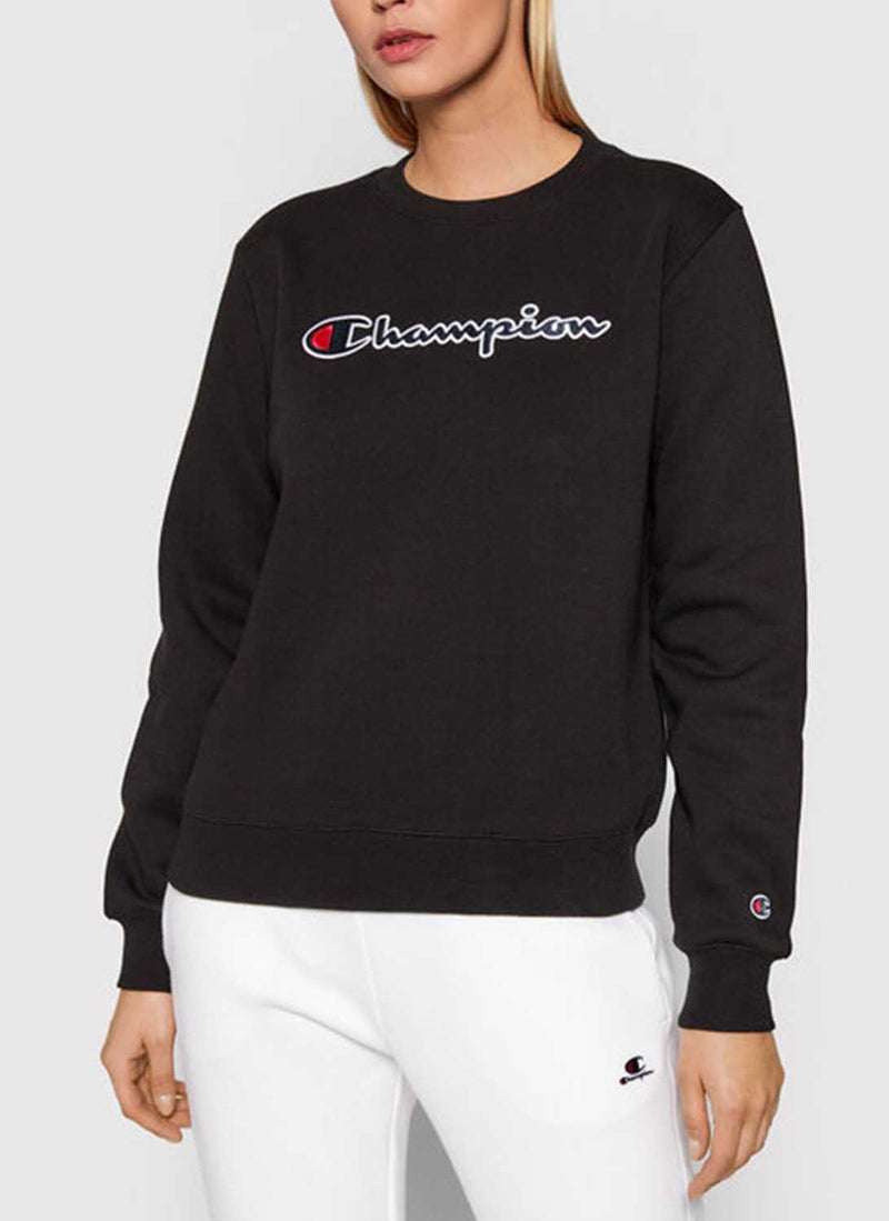 Champion - Sweatshirt À Col Rond Et Logo - Noir - Femme