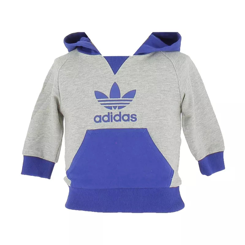 Sweatshirt Adidas Originals Trefoil Hoodie Bébé - Gris Et Bleu