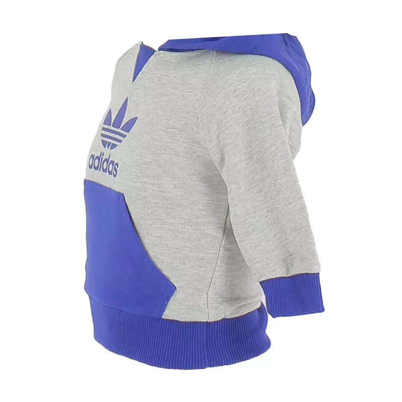 Sweatshirt Adidas Originals Trefoil Hoodie Bébé - Gris Et Bleu