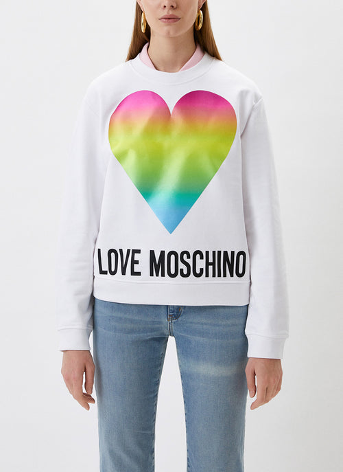 Moschino - Sweatshirt Coeur Arc-En-Ciel - Optical White - Femme