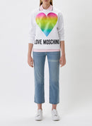 Moschino - Sweatshirt Coeur Arc-En-Ciel - Optical White - Femme