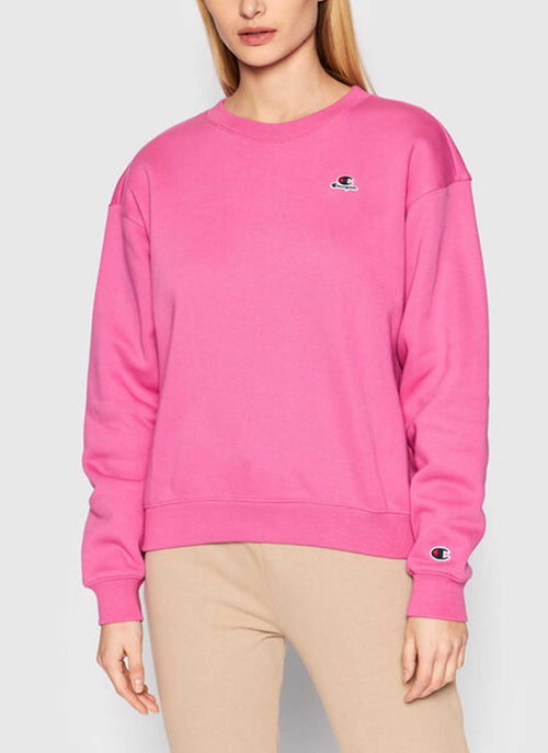 Champion - Sweatshirt Col Rond Double Logo - Rose - Femme