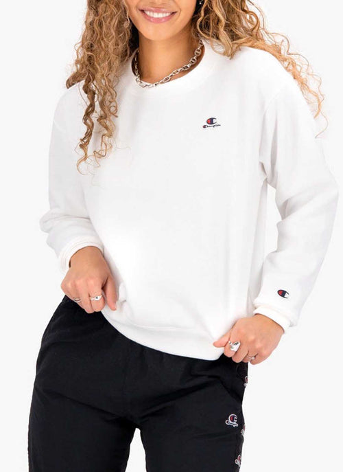 Champion - Sweatshirt Col Rond Double Logo - Blanc - Femme