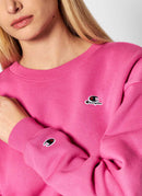 Champion - Sweatshirt Col Rond Double Logo - Rose - Femme