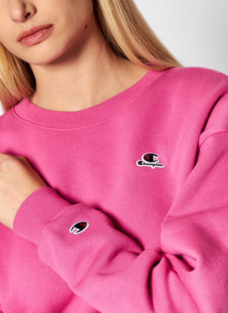 Champion - Sweatshirt Col Rond Double Logo - Rose - Femme