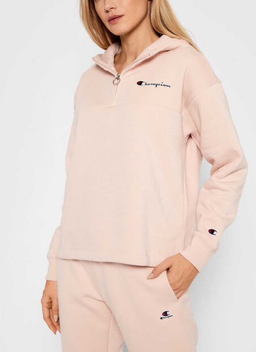 Champion - Sweatshirt Col Zippé - Rose - Femme