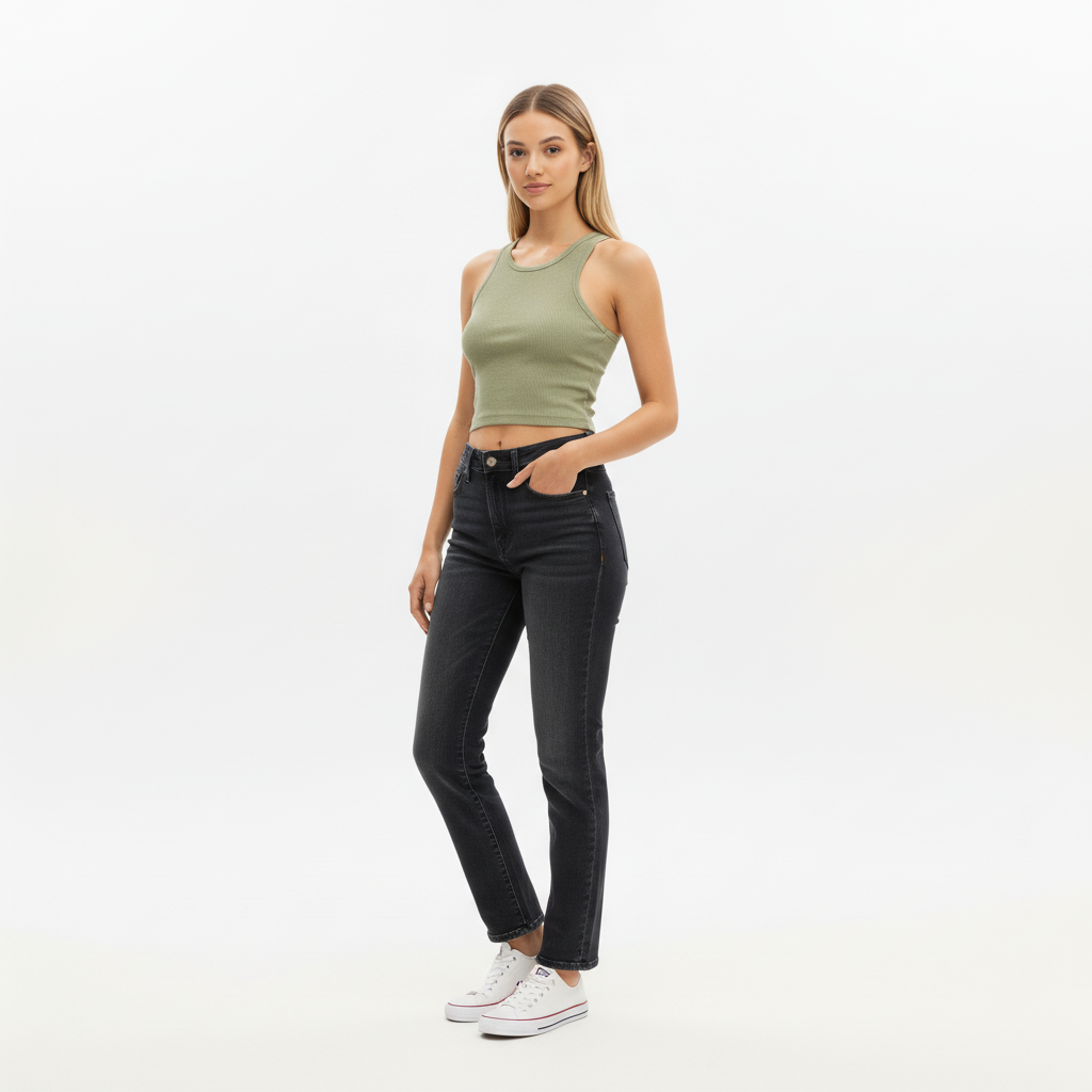 Urban Tank Crop Vest Top - Khaki - Women