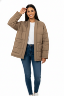 Chaqueta de plumón tipo kimono color topo - Mixto