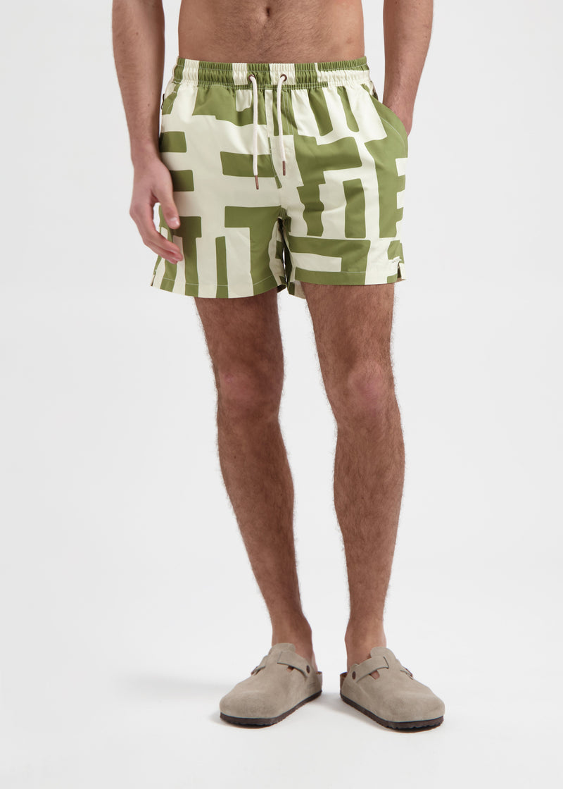 Shorts de baño a rayas - Verde
