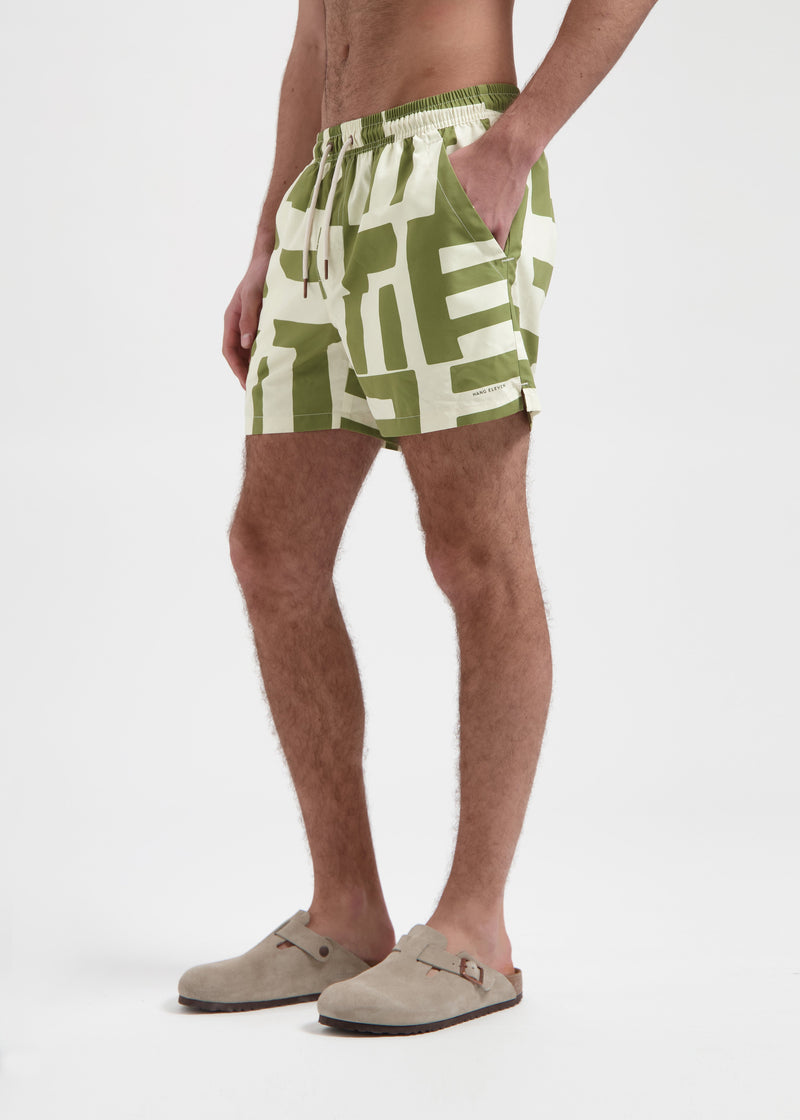 Shorts de baño a rayas - Verde