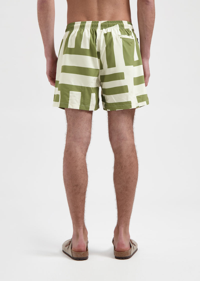 Shorts de baño a rayas - Verde