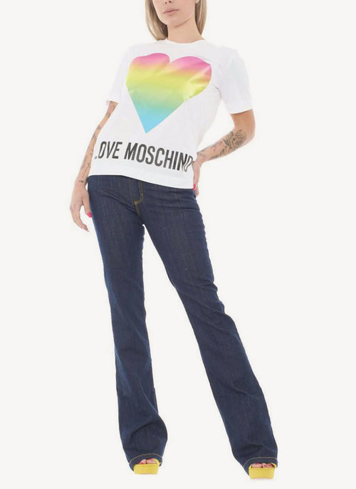 Moschino - T-Shirt Coeur Arc-En-Ciel - Optical White - Femme