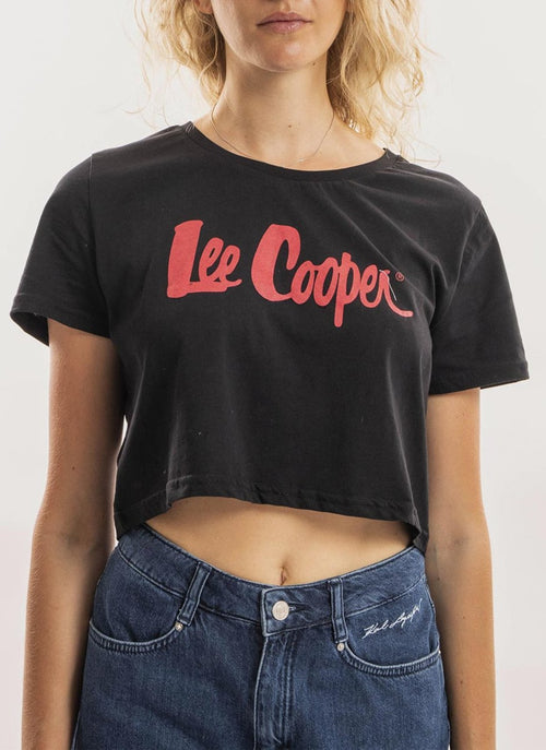 Lee Cooper - T-Shirt Cropped Logo - Schwarz - Femme