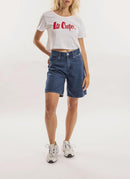 Lee Cooper - T-Shirt Cropped Logo - Weiss - Femme