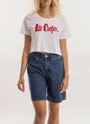 Lee Cooper - T-Shirt Cropped Logo - Weiss - Femme