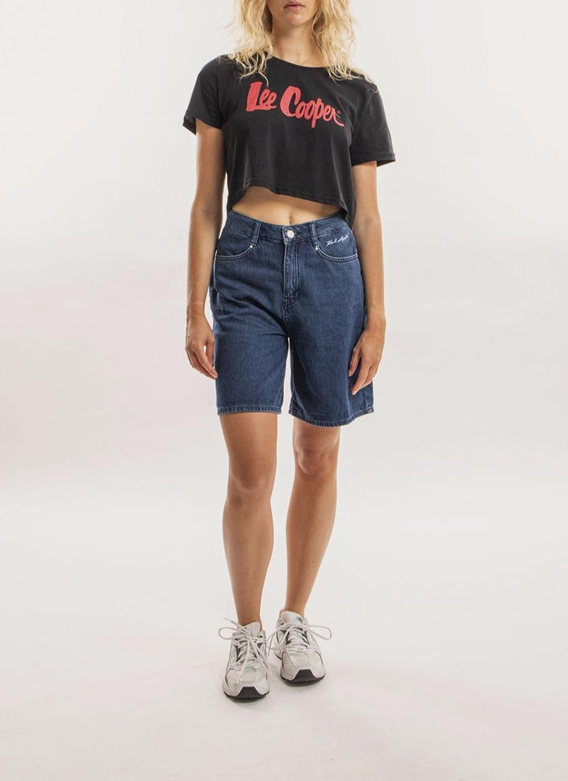 Lee Cooper - T-Shirt Cropped Logo - Schwarz - Femme