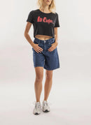 Lee Cooper - T-Shirt Cropped Logo - Schwarz - Femme