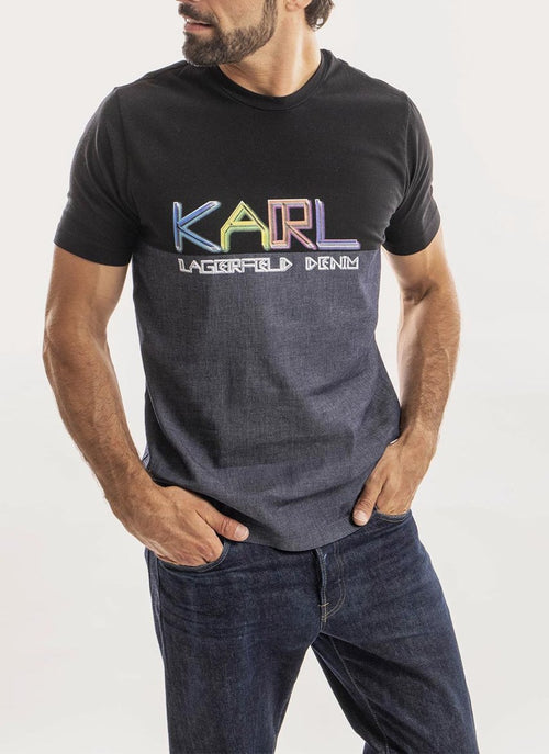 Karl Lagerfeld - T-Shirt Denim Wash - Bleu Denim - Homme