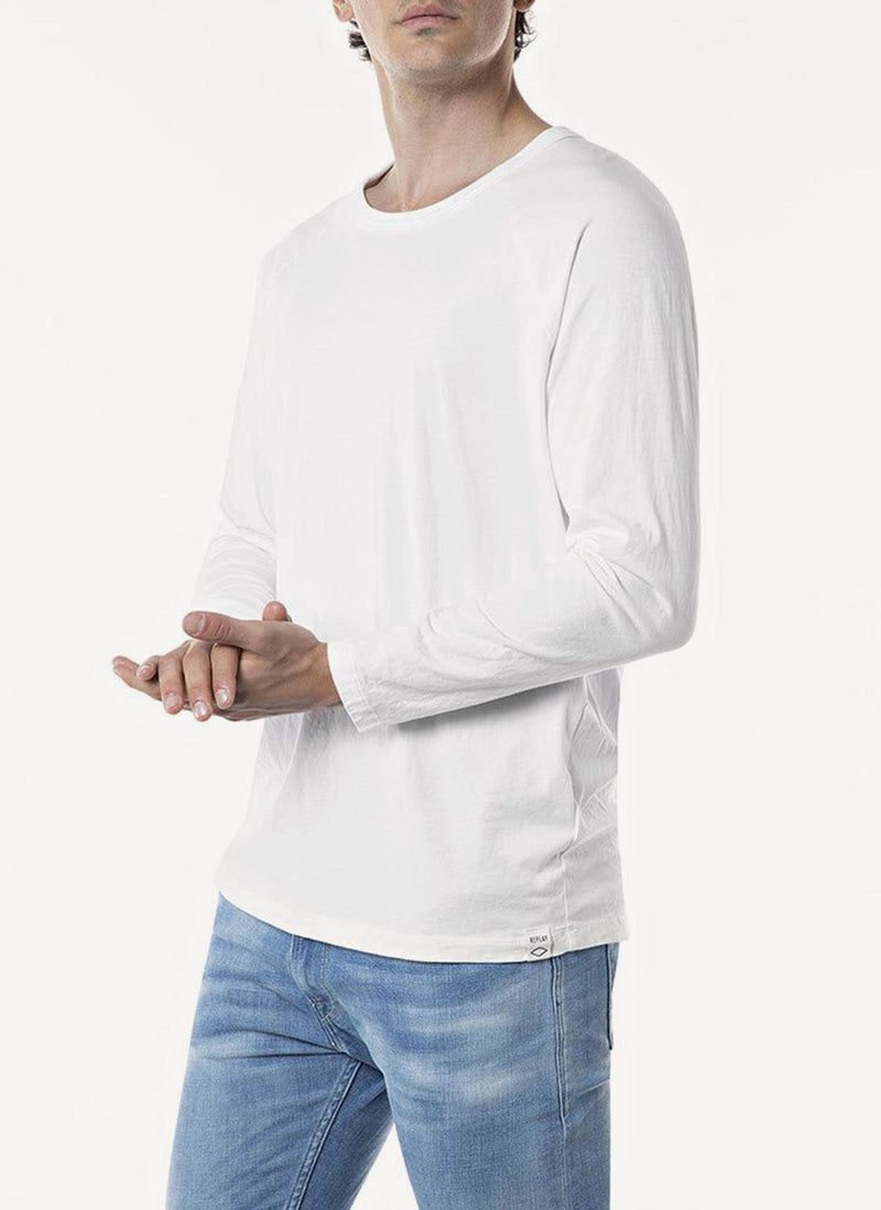 Replay - Tee-Shirt Essentiel À Manches Longues - White - Homme