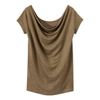 T-Shirt with Sweetheart Back Neckline in Iridescent Linen - Women