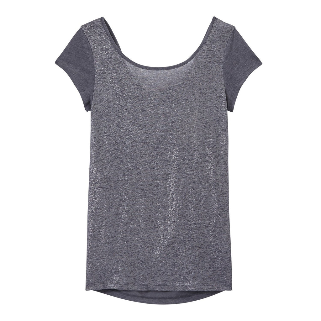 T-Shirt with Sweetheart Back Neckline in Iridescent Linen - Women