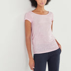 T-Shirt with Sweetheart Back Neckline in Iridescent Linen - Women