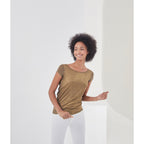 T-Shirt with Sweetheart Back Neckline in Iridescent Linen - Women