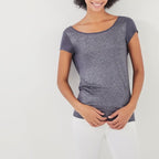 T-Shirt with Sweetheart Back Neckline in Iridescent Linen - Women