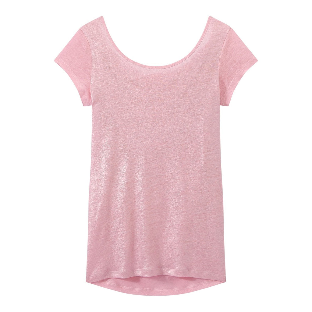 T-Shirt with Sweetheart Back Neckline in Iridescent Linen - Women