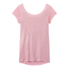 T-Shirt with Sweetheart Back Neckline in Iridescent Linen - Women