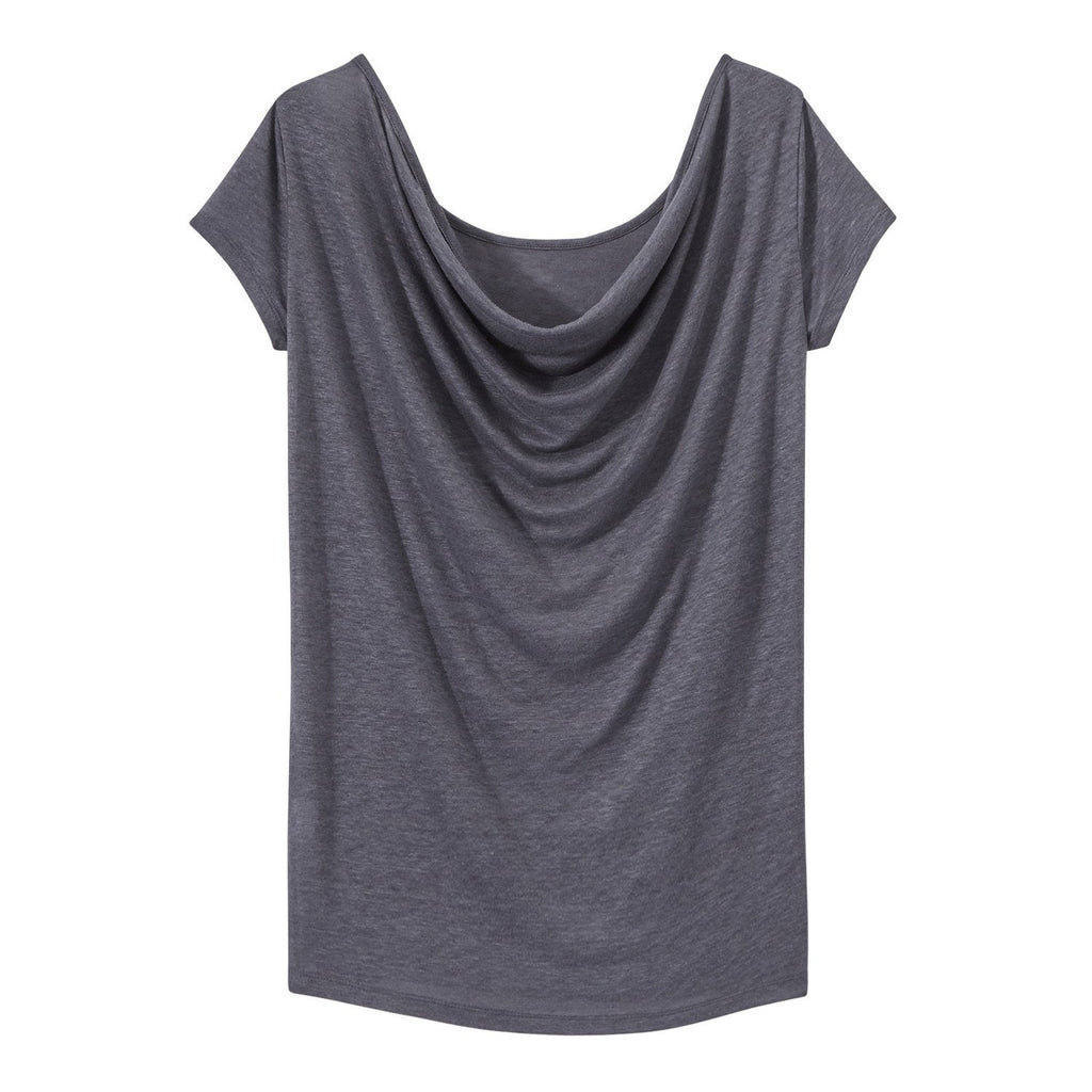 T-Shirt with Sweetheart Back Neckline in Iridescent Linen - Women