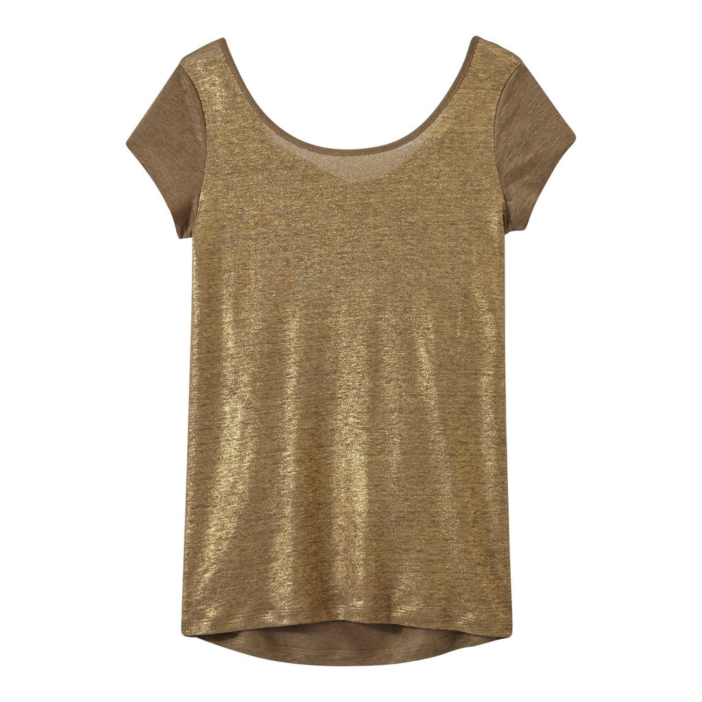 T-Shirt with Sweetheart Back Neckline in Iridescent Linen - Women
