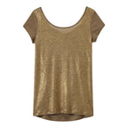 T-Shirt with Sweetheart Back Neckline in Iridescent Linen - Women