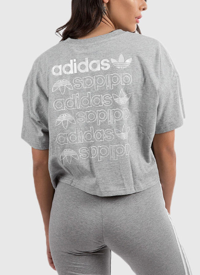 Adidas - T-Shirt Large A Logo - Gris/ Blanc - Femme