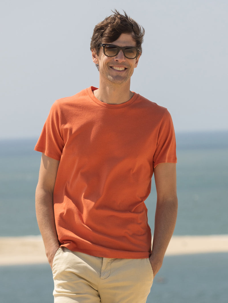 T-Shirt En Lin Et Coton Bio - Terracotta