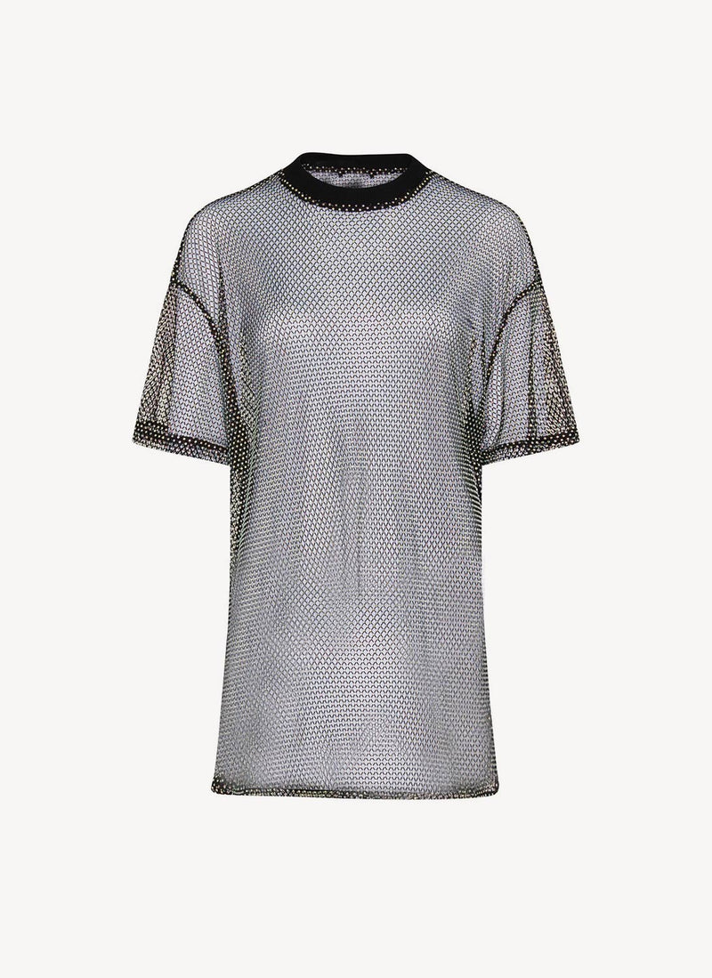 David Koma - T-Shirt Oversize En Maille Cristal - Black - Femme