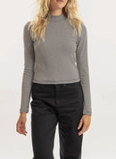 Lee Cooper - T-Shirt Turtleneck Rib - Weiss - Femme