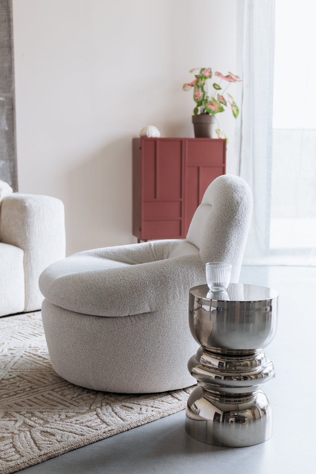Velvoro - Fauteuil Lounge - Polyester - Blanc Cassé