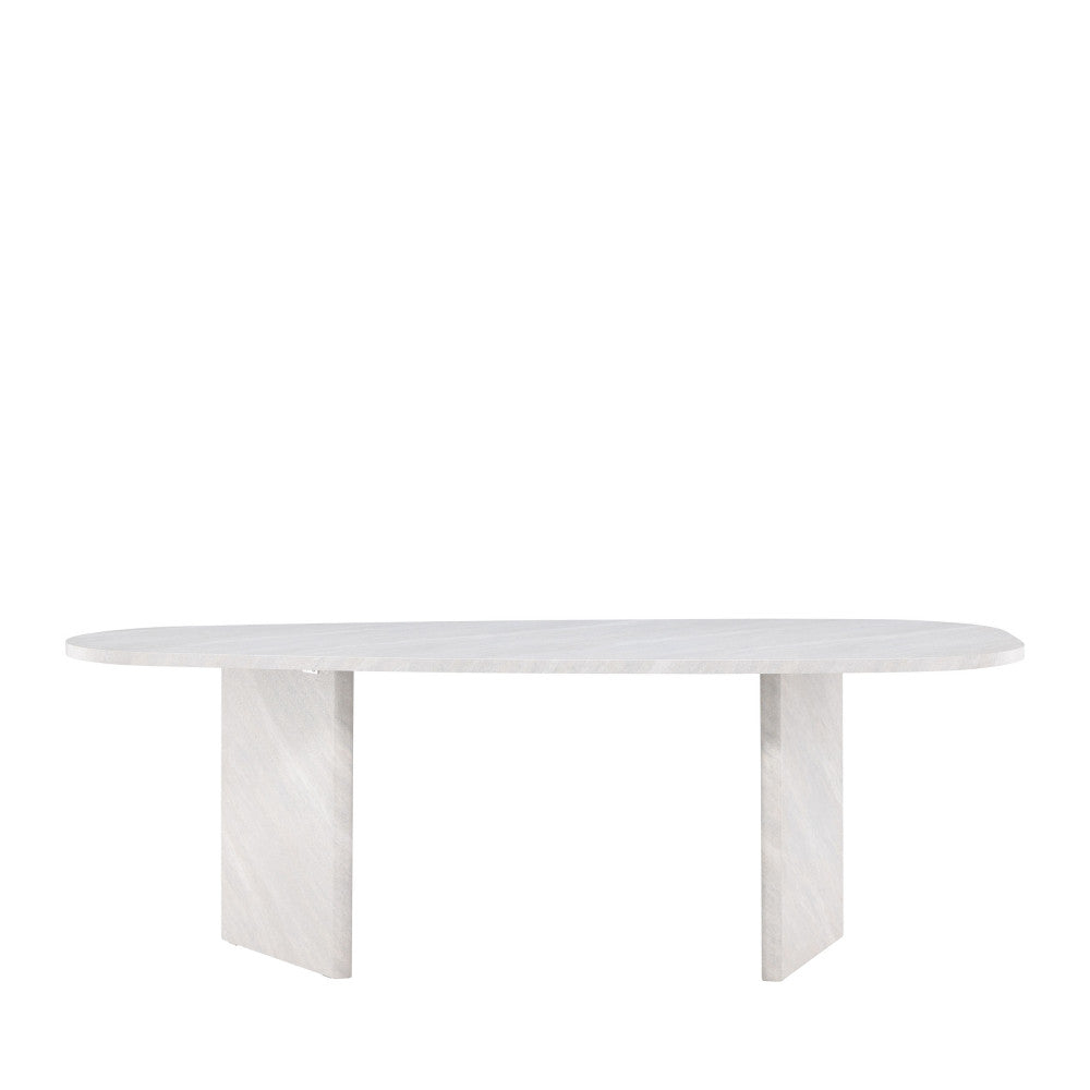 Gronvik - Mesa de comedor orgánica efecto mármol para 10 personas - Gris claro