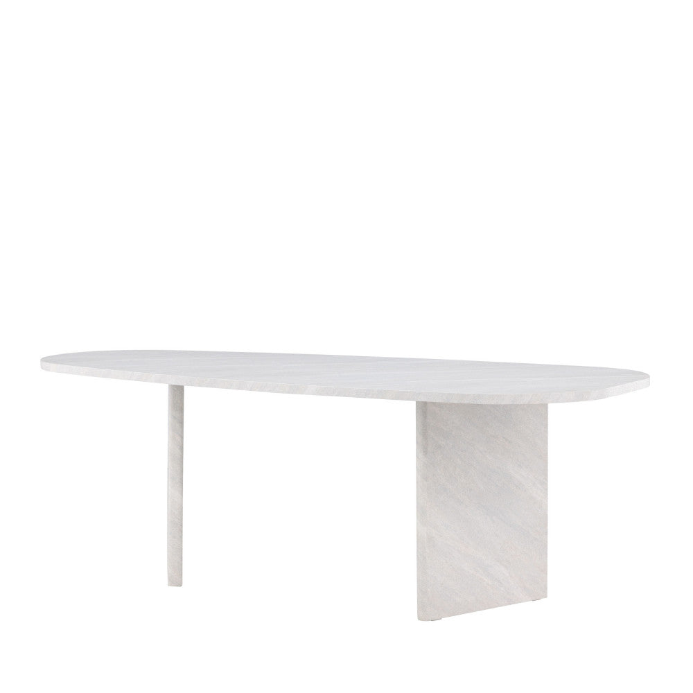 Gronvik - Mesa de comedor orgánica efecto mármol para 10 personas - Gris claro