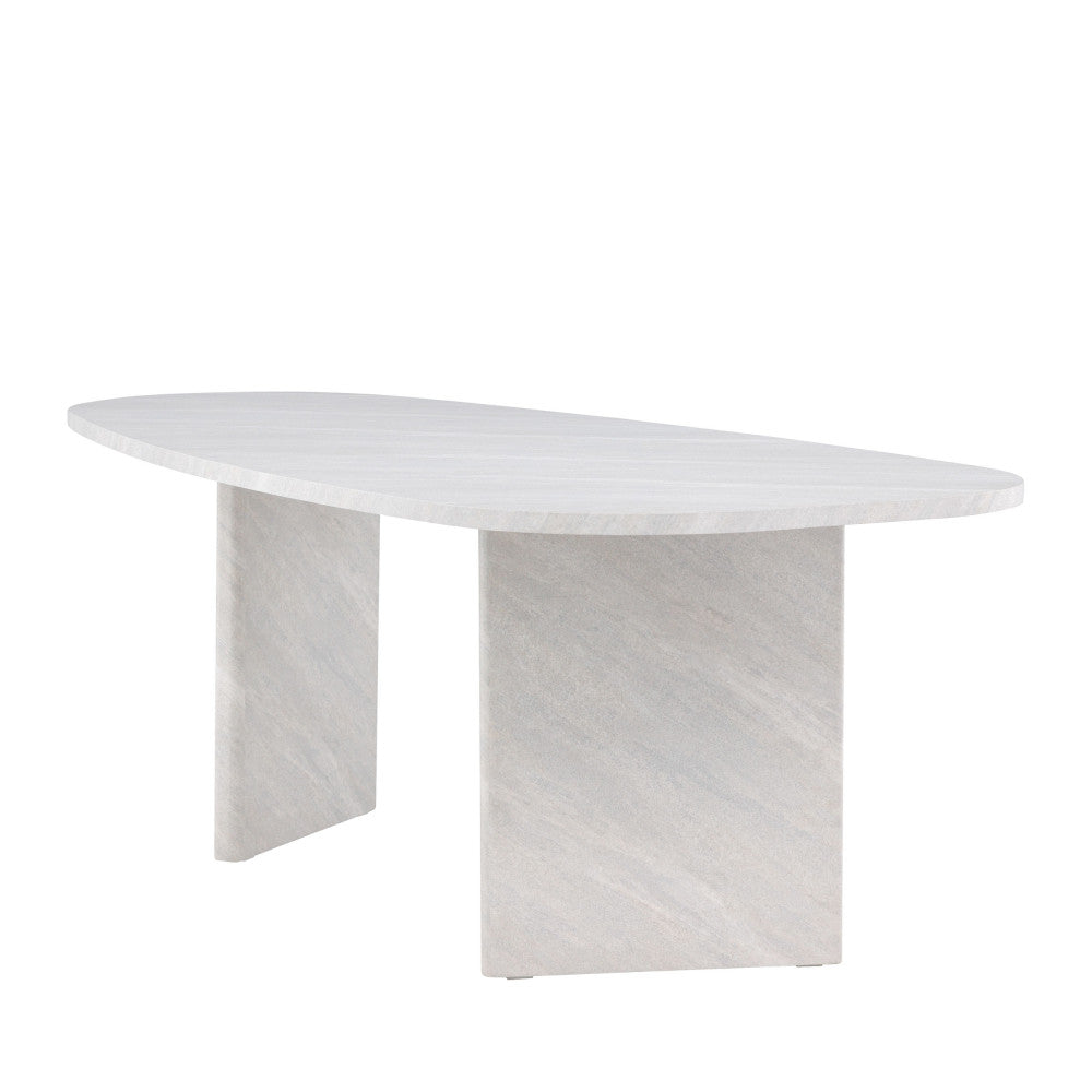 Gronvik - Mesa de comedor orgánica efecto mármol para 10 personas - Gris claro