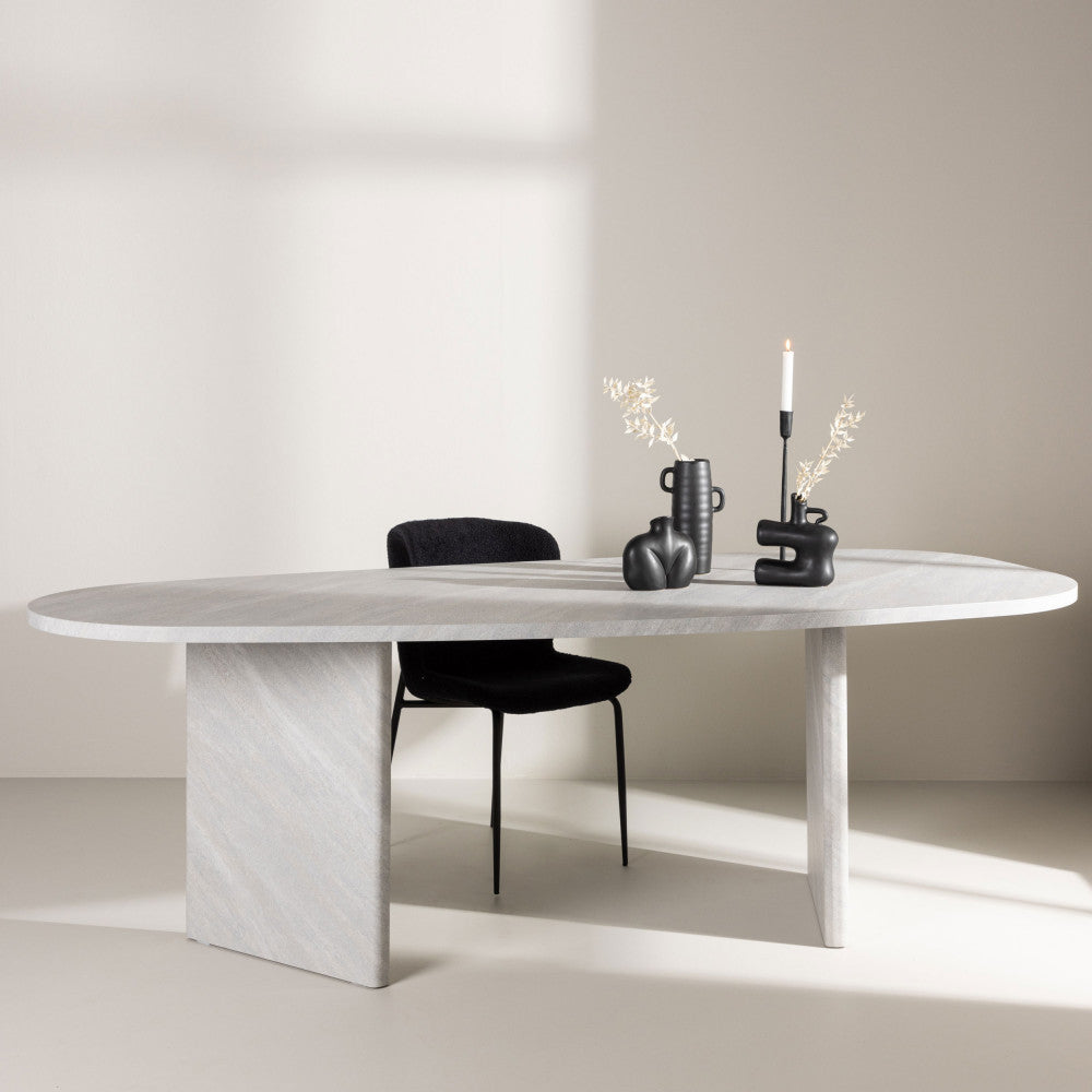Gronvik - Mesa de comedor orgánica efecto mármol para 10 personas - Gris claro
