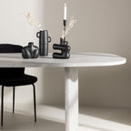 Gronvik - Mesa de comedor orgánica efecto mármol para 10 personas - Gris claro