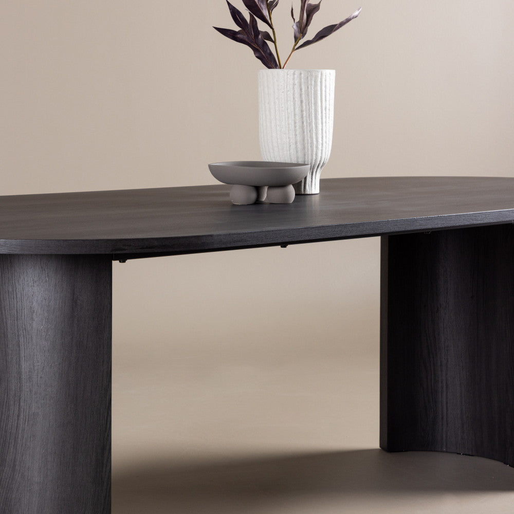 Grundsund - Mesa de comedor ovalada para 10 personas - Madera - Negro