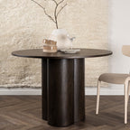 Olivia - Mesa de Comedor Redonda para 4 Personas - Madera - Madera Oscura