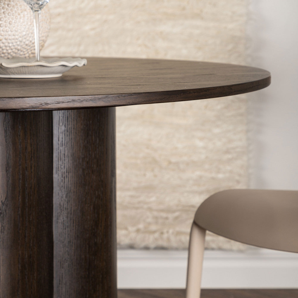 Olivia - Mesa de Comedor Redonda para 4 Personas - Madera - Madera Oscura