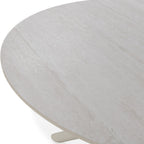 Mattheo - Round Metal Dining Table for 4 - Travertine Effect - Beige